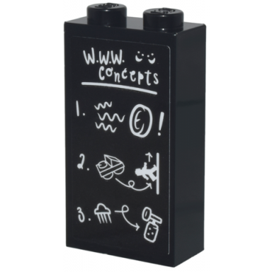 brick 1 x 2 x 3 with white w.w.w concepts smiley faces and numbered list 1 2 3 pattern sticker - set 76437