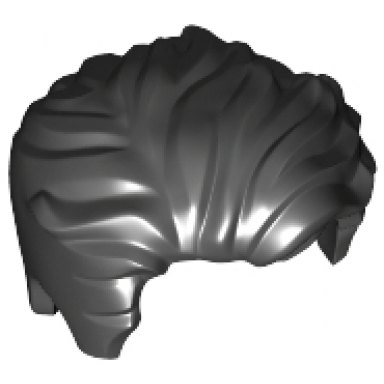 black minifigure hair swept left tousled with slight widows peak and short sideburns