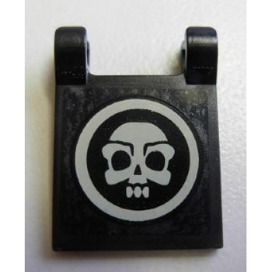 black flag 2 x 2 square with white skull inside circle pattern sticker - set 4195