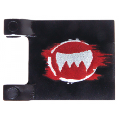 black flag 2 x 2 square with silver fangs and dark red pattern on both sides
