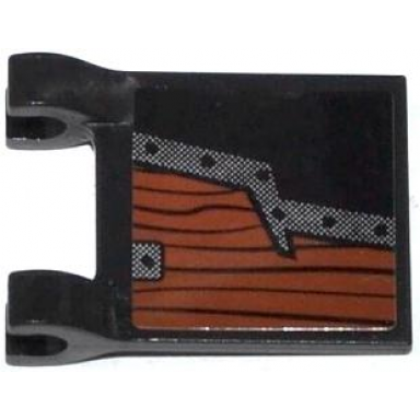 black flag 2 x 2 square with wooden board with metal edge pattern model left side sticker - set 70008