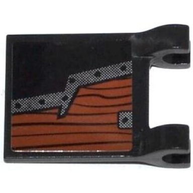 black flag 2 x 2 square with wooden board with metal edge pattern model right side sticker - set 70008