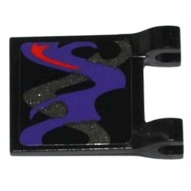 black flag 2 x 2 square with dark purple dark silver and red swirls pattern on both sides middle stickers - set 70728
