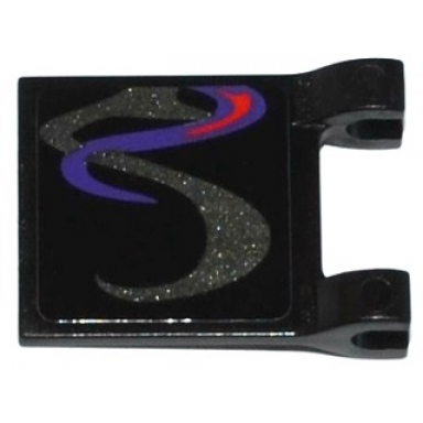 black flag 2 x 2 square with dark purple dark silver and red swirls pattern on both sides bottom stickers - set 70728