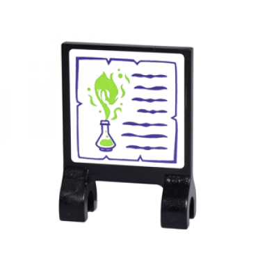 black flag 2 x 2 square with erlenmeyer flask with lime vapors and dark purple text lines pattern sticker - set 41180
