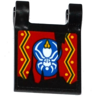 black flag 2 x 2 square with worn red banner with yellow dots and white spider in blue shape pattern model left side sticker - set 70604