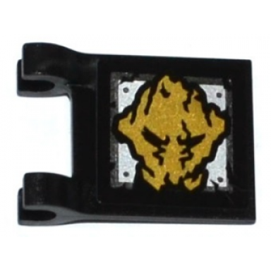 black flag 2 x 2 square with gold ninjago earth emblem pattern on both sides stickers - set 70733