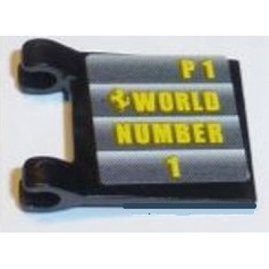 black flag 2 x 2 square with yellow p1 world number 1 pattern sticker - set 8168