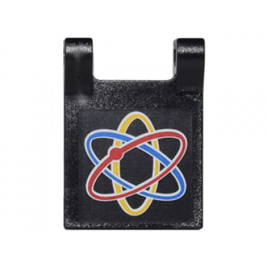 black flag 2 x 2 square with blue red and yellow spinning orbits the mixer logo pattern sticker - set 10244