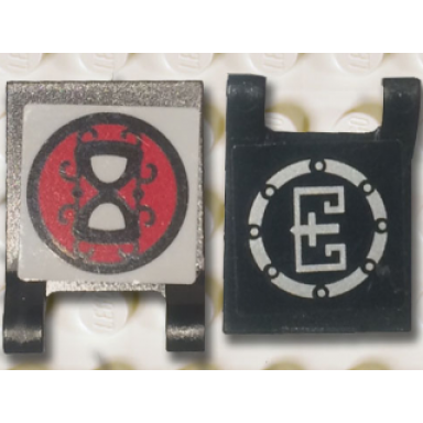 black flag 2 x 2 square with ninjago metal and speed elemental logos pattern on opposite sides stickers - set 70756