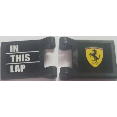 black flag 2 x 2 square with ferrari logo sf and in this lap on white lines pattern stickers - set 8185