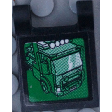 black flag 2 x 2 square with surveillance camera picture of semi truck on computer screen pattern sticker - set 60169