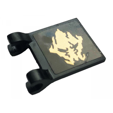 black flag 2 x 2 square with gold ninjago earth emblem pattern on both sides stickers - set 70589