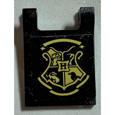 black flag 2 x 2 square with hogwarts four houses crest pattern on both sides stickers - set 75978