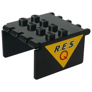 black windscreen 4 x 4 x 2 canopy extender with black r.e.s and red q on yellow triangle pattern on both sides stickers - set 6445