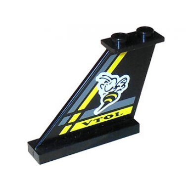 tail 4 x 1 x 3 with bee black vtol and dark gray and yellow stripes pattern on both sides stickers - set 8222