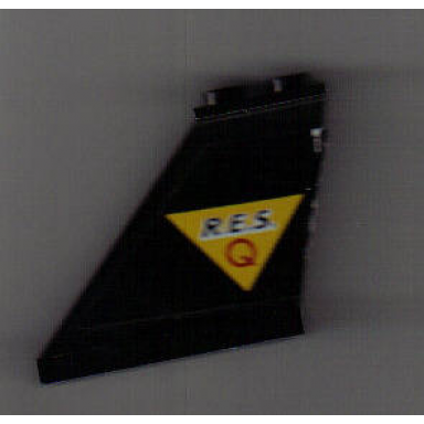 black tail 4 x 1 x 3 with black r.e.s and red q on yellow triangle pattern model left side sticker - set 6451