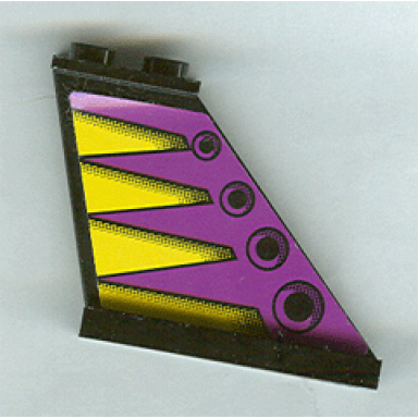 black tail 4 x 1 x 3 with yellow triangles and black circles on purple background pattern on both sides stickers - set 8268