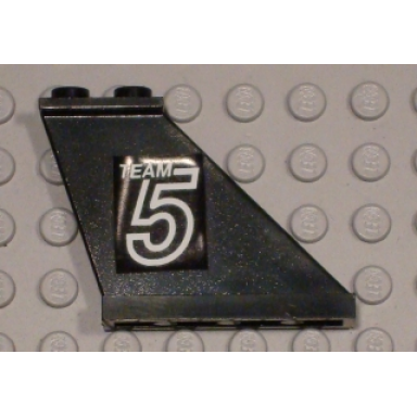 black tail 4 x 1 x 3 with white team 5 pattern on right side sticker - set 5581