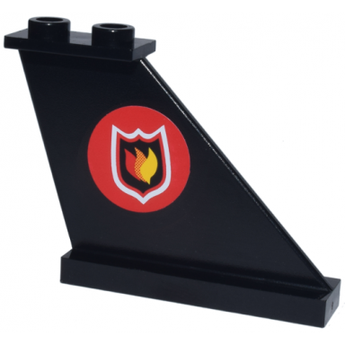 black tail 4 x 1 x 3 with fire logo badge on red circle background pattern model right side sticker - set 7906