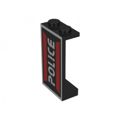 black panel 1 x 2 x 3 - solid studs with space police i logo pattern model left side