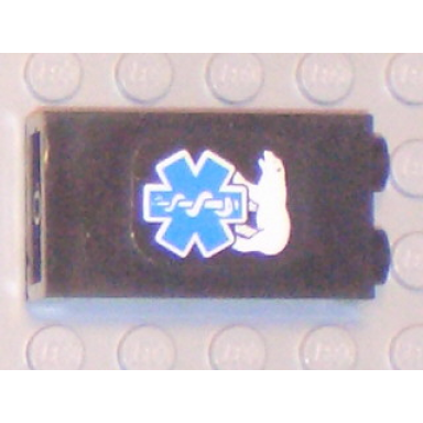 black panel 1 x 2 x 3 - hollow studs with emt star of life and polar bear pattern model left side sticker - set 6575