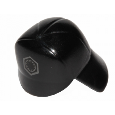black minifigure headgear cap sw first order crew member with silver first order insignia pattern