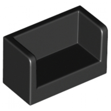 black panel 1 x 2 x 1 with rounded corners and 2 sides