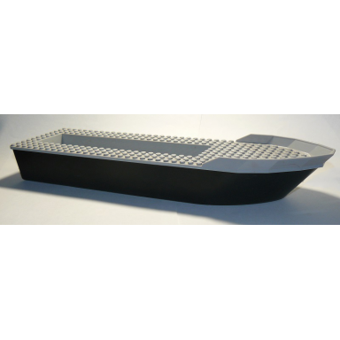 black boat hull unitary 41 x 12 x 5 with light bluish gray top