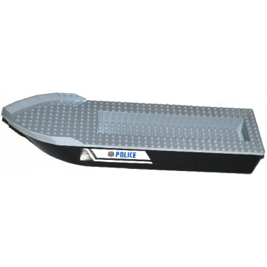 boat hull unitary 41 x 12 x 5 with light bluish gray top with police and copper badge pattern on both sides stickers - set 60129