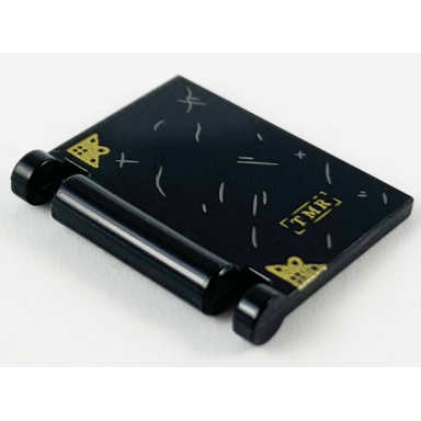black minifigure utensil book cover with gold corner trim and tmr light bluish gray scratches pattern tom riddles diary