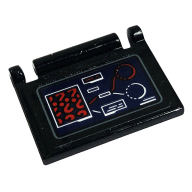 minifigure utensil book cover with red question marks and circles on display screen pattern sticker - set 76183