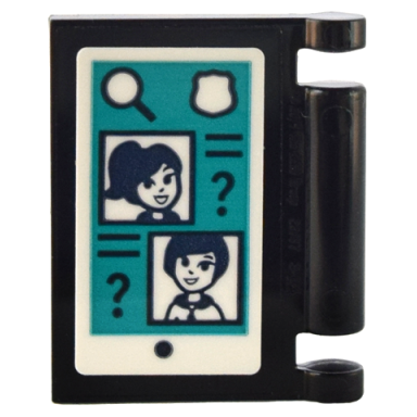 minifigure utensil book cover with digital screen display magnifying glass badge dark blue pictures of friends mini dolls pattern sticker - set 41732