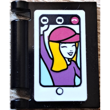 black minifigure utensil book cover with tablet computer with friends mini doll on white screen pattern sticker - set 41711