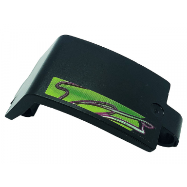 black technic panel curved 3 x 5 x 3 with magenta lines on lime background pattern model left side sticker - set 42118