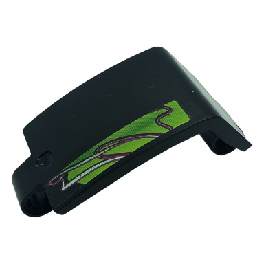 black technic panel curved 3 x 5 x 3 with magenta lines on lime background pattern model right side sticker - set 42118