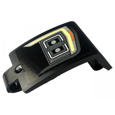 black technic panel curved 3 x 5 x 3 with headlight and blinker pattern model left side sticker - set 42126