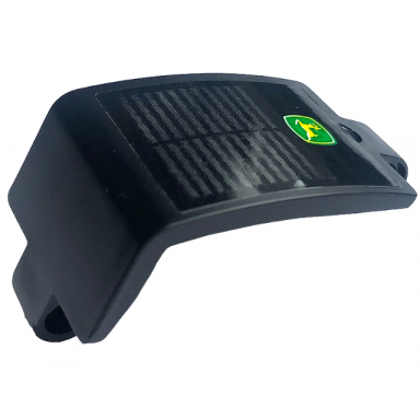 black technic panel curved 3 x 5 x 3 with john deere logo and silver grille pattern sticker - set 42136