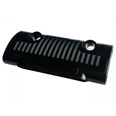 black technic panel curved 7 x 3 with 2 pin holes through panel surface with grille pattern sticker - set 42129