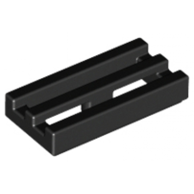 black tile modified 1 x 2 grille with bottom groove