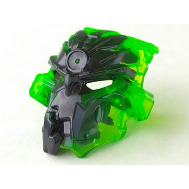 black bionicle mask umarak with marbled trans-bright green pattern