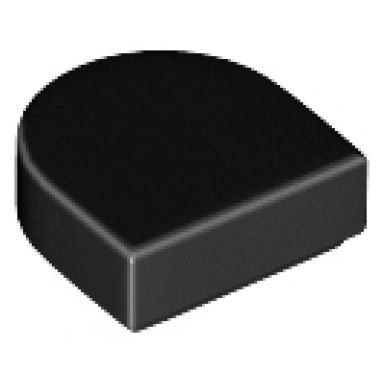 black tile round 1 x 1 half circle extended