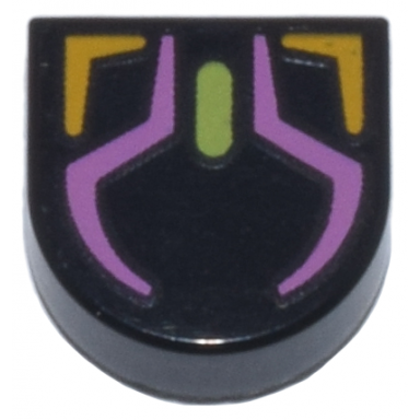 black tile round 1 x 1 half circle extended with dark pink bright light orange and lime rgb gaming mouse pattern