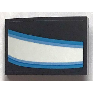 black slope curved 3 x 2 with white and blue curved stripes iron man eye pattern model right side sticker - set 76165