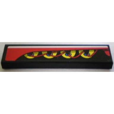 black tile 1 x 4 with 4 cylinder heads and wires pattern model right side sticker - set 8898