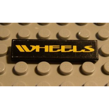 black tile 1 x 4 with yellow wheels on black background pattern sticker - set 8440