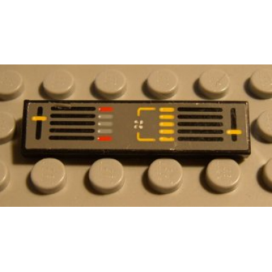 black tile 1 x 4 with dark gray background yellow and black controls pattern sticker - set 8448