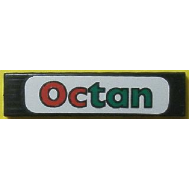 black tile 1 x 4 with octan on white background with rounded corners pattern sticker - set 8440