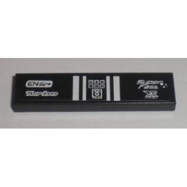 black tile 1 x 4 with engyne turbo eyewear and superfast pattern sticker - set 8194