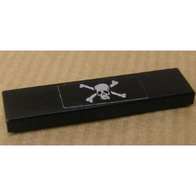 black tile 1 x 4 with skull and crossbones pattern sticker - set 8135